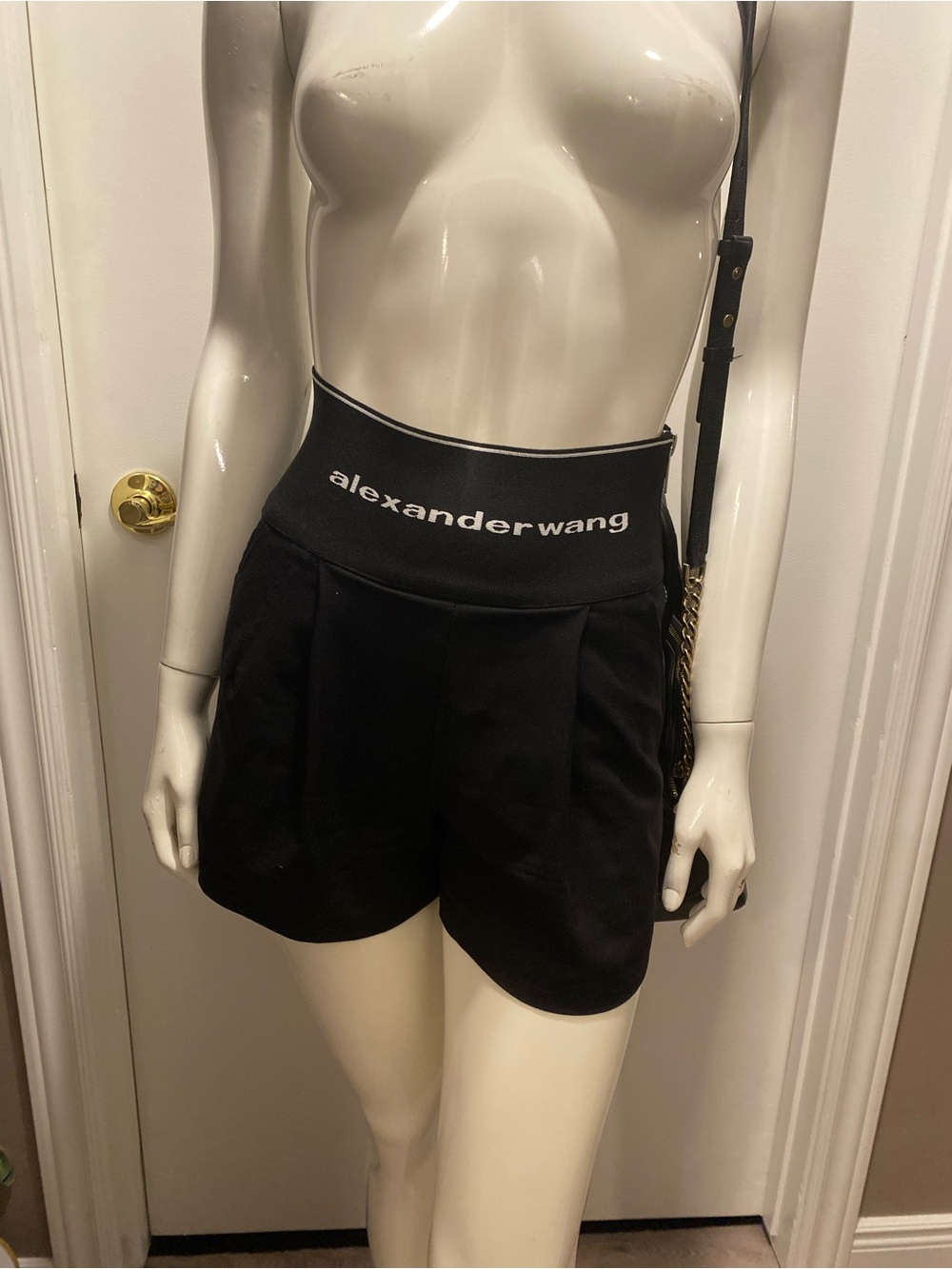 Alexander Wang Black Logo Elastic-Waist Skort Shorts
